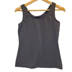 Nic+Zoe Womens Scoop Neck Tank Top Charcoal Gray Cotton Stretch Size S